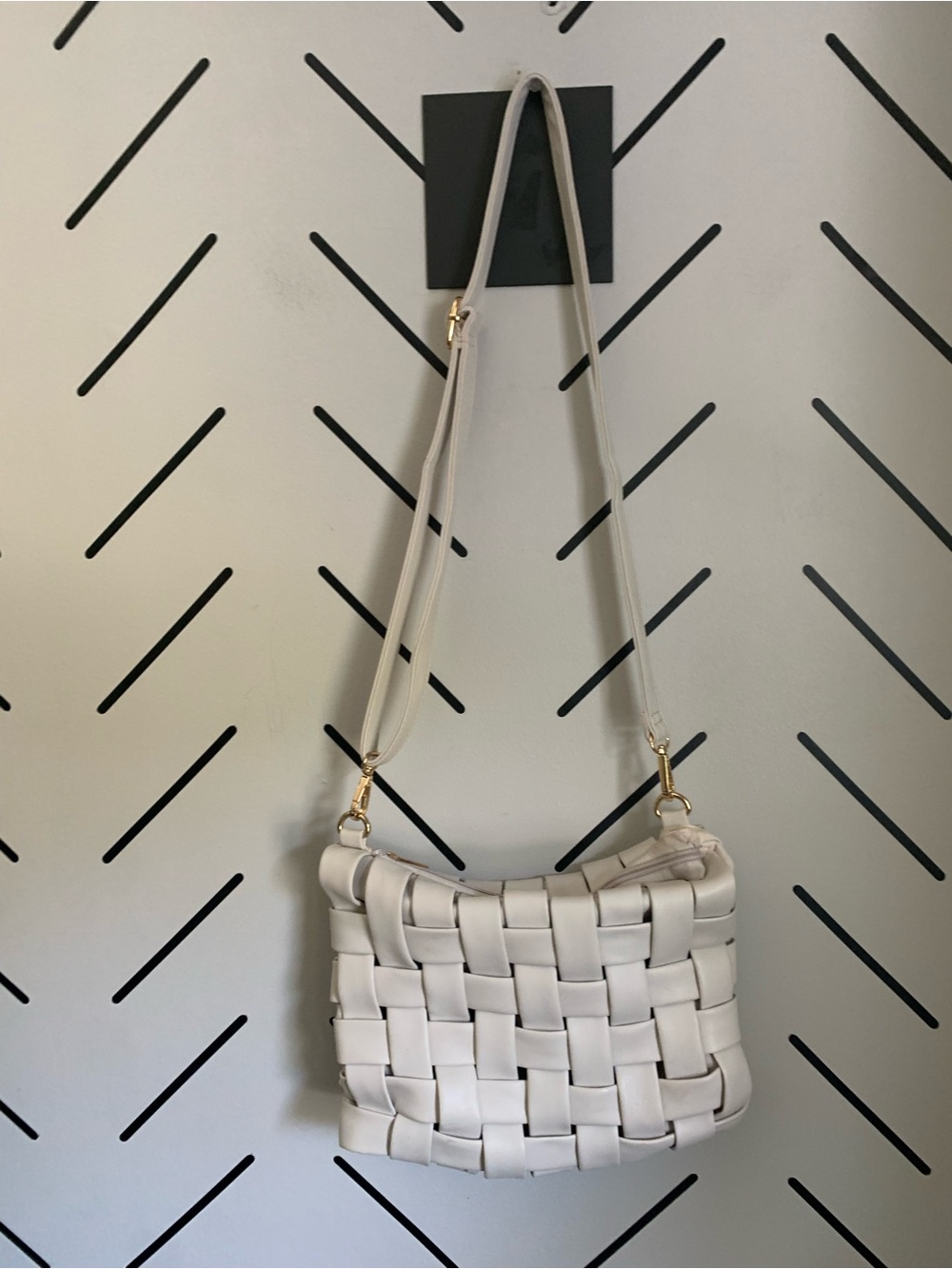 Anthropologie cream woven crossbody bag purse